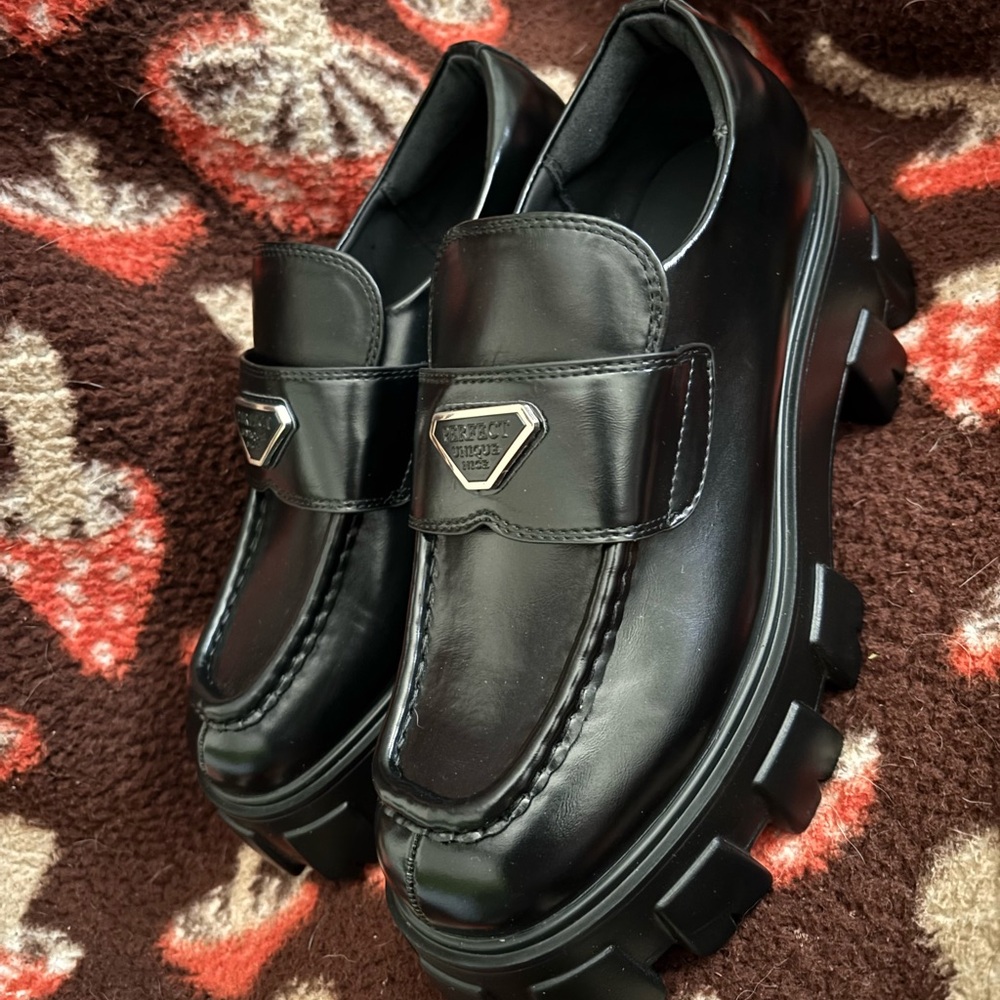 Chunky Black Leather Loafers